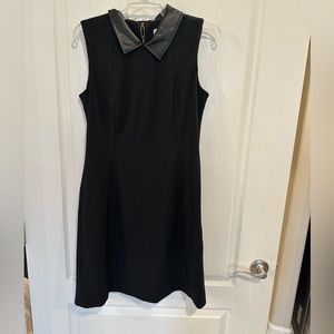 Calvin Klein Knee Length Faux Leather trim black sleeveless Dress. Size 10